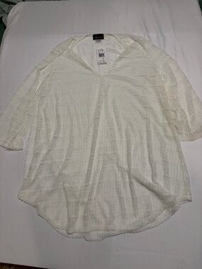 NWT Jordan Taylor White Chevron Textured Swim Cover Up Tunic Top Size XL